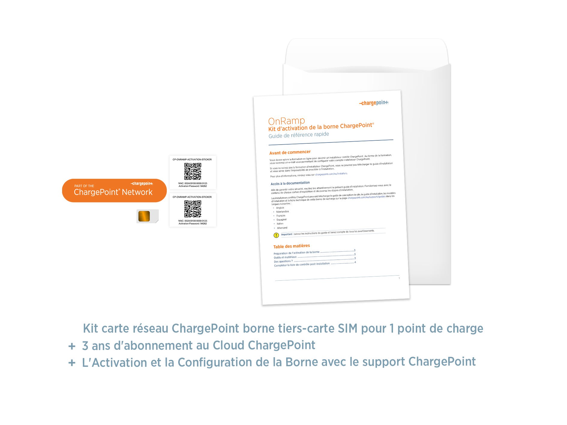 CHARGEPOINT - Kit Carte SIM + Cloud ChargePoint pour Borne Tiers - Duree 3 ans pour 1 prise