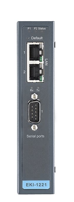 Advantech - EKI-1221I-CE, Passerelle 1 port Modbus, 2 ports Ethernet