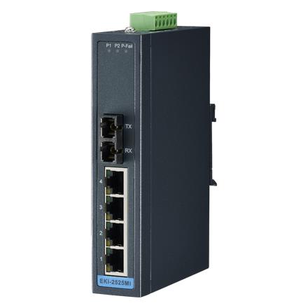 Advantech - Switch 4 + 1FX SC LAN MM Non-manageable Rail DIN et support mural
