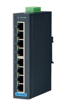 Advantech - Switch 8FE LAN Non-manageable, norme DNV,Température étendue, Rail DIN et