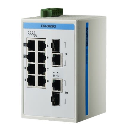 Advantech - Switch supervisable EtherNet/IP, 8 ports RJ45 FE+ 2 ports Combo GE SFP Combo +