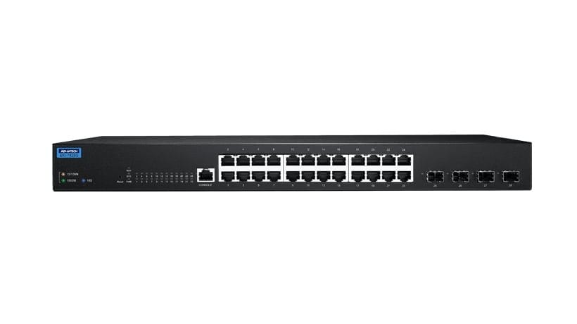 Advantech - Switch Ethernet Gigabit administrable L2 24 ports RJ45 et 4 ports SFP+ 10G