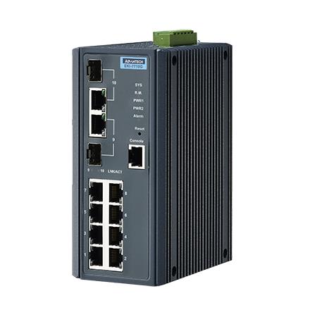 Advantech - Switch administrable 8 ports GE + 2 ports SFP combo Cuivre/SFP + T° étendue