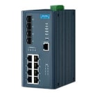 Advantech - 8FE PoE and 4G SFP Managed Ethernet Switch, IEEE802.3af/at, 46~57VDC, -40~75?