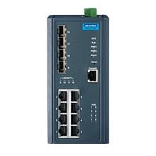 Advantech - Switch administrable 8 ports FE PoE + 4 ports SFP + T° étendue