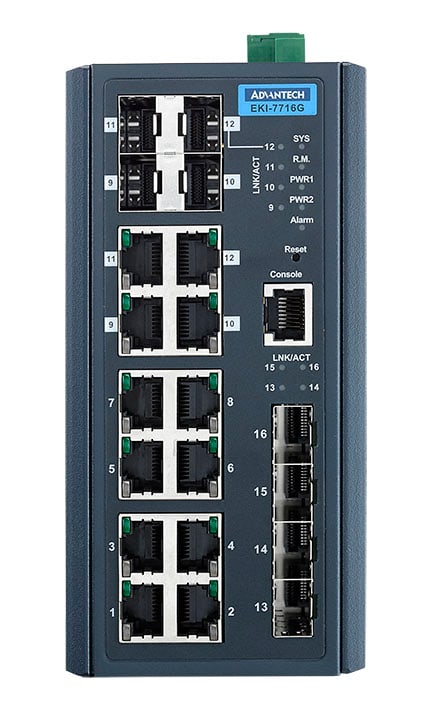 Advantech - Switch 8GE + 4SFP + 4G Redondant Combo Manageable