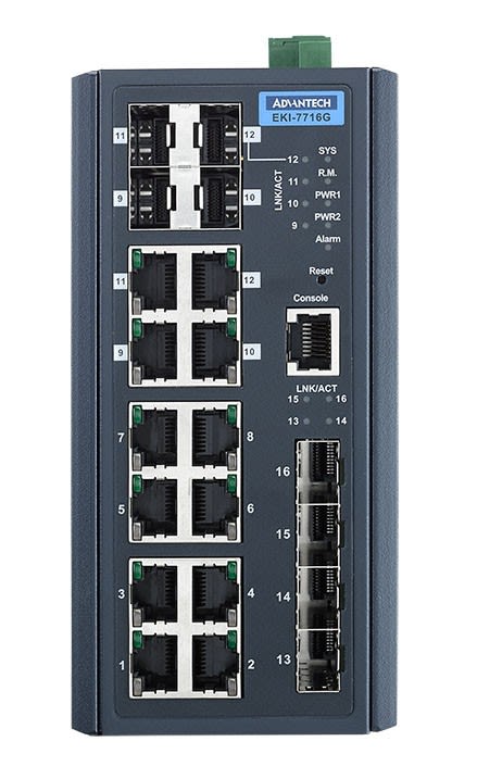 Advantech - Switch 8GE + 4SFP + 4G, Redondant Combo Manageable