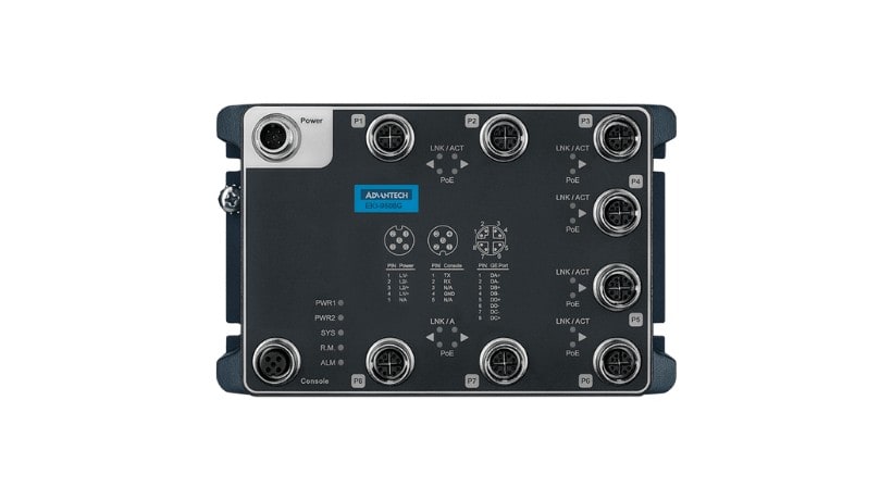 Advantech - Switch 8GE PoE LAN Manageable EN50155 24-110 VDC