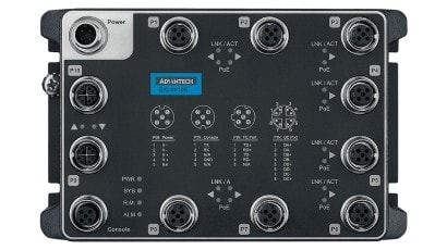 Advantech - Switch manageable E-Mark 8 ports RJ45 100Mbits + 2 Gbe