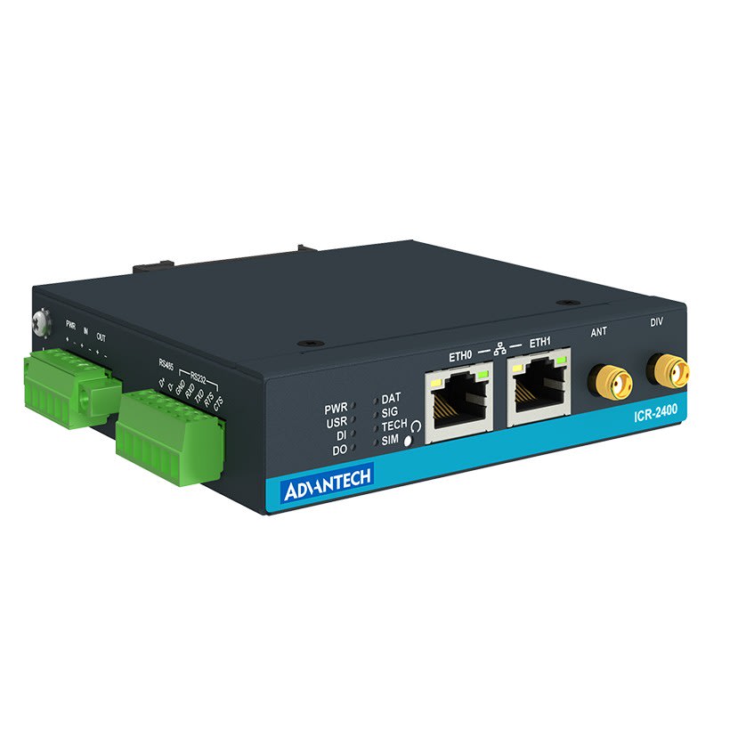 Advantech - Routeur LTE Cat 4 450MHz , 2xEthernet, 1xRS232, 1xRS485, 2xSIM, 1xDI, 1xDO, EMEA