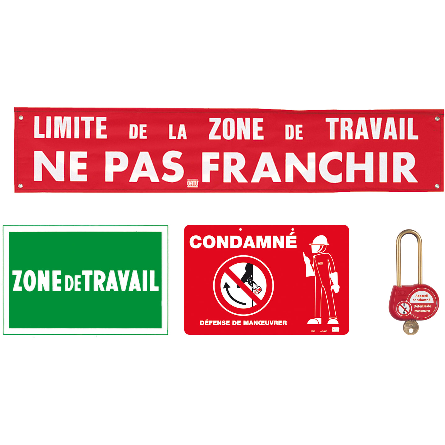 Catu - Kit de condamnation Banderole, Pancarte, cadenas.