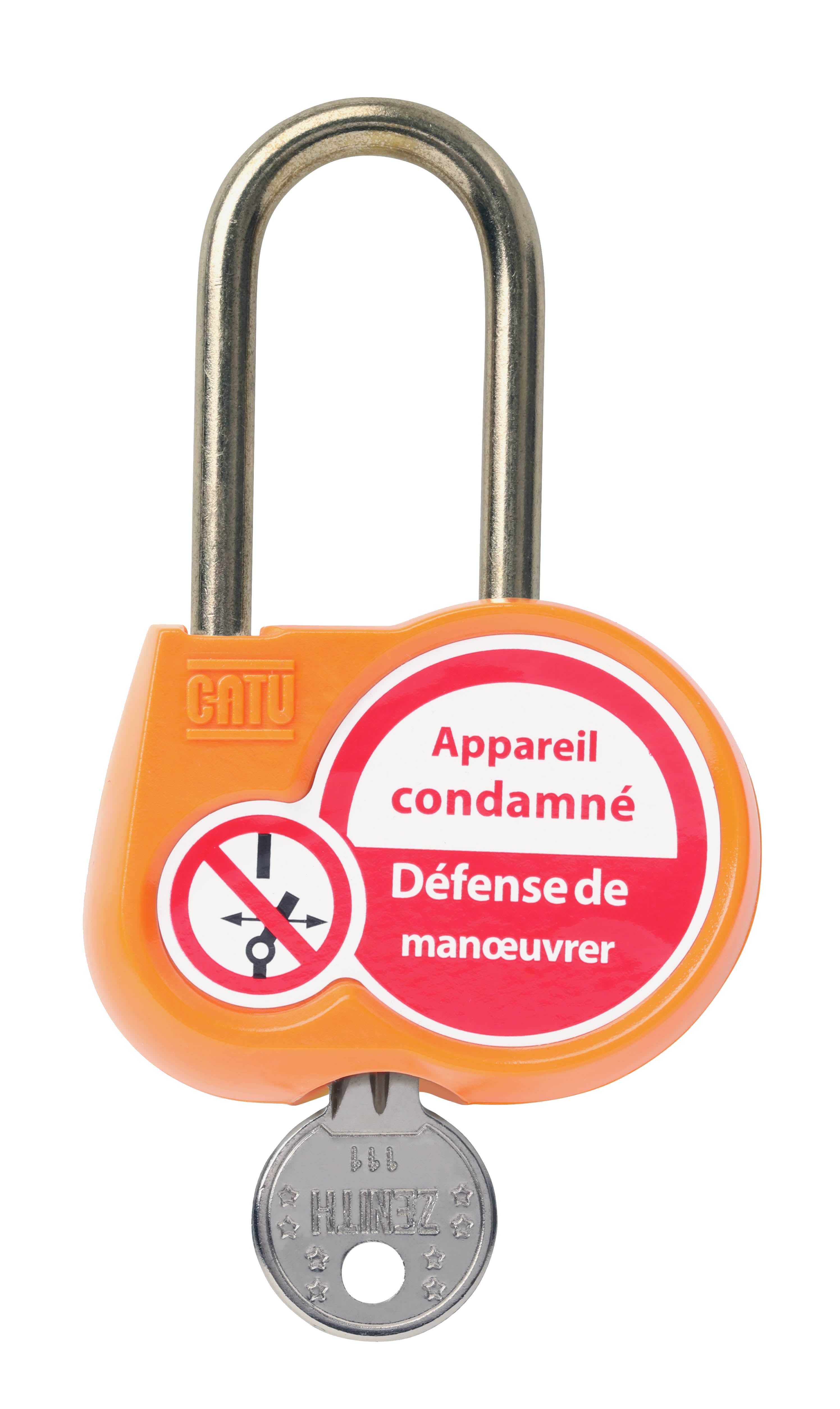 Catu - Cadenas orange anse 50mm diamètre 6mm clé à définir.