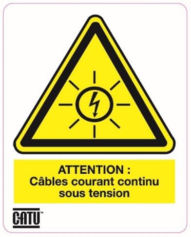 Catu - Planche de 12 étiquettes autocollantes "Att" pour installations photovoltaïques.