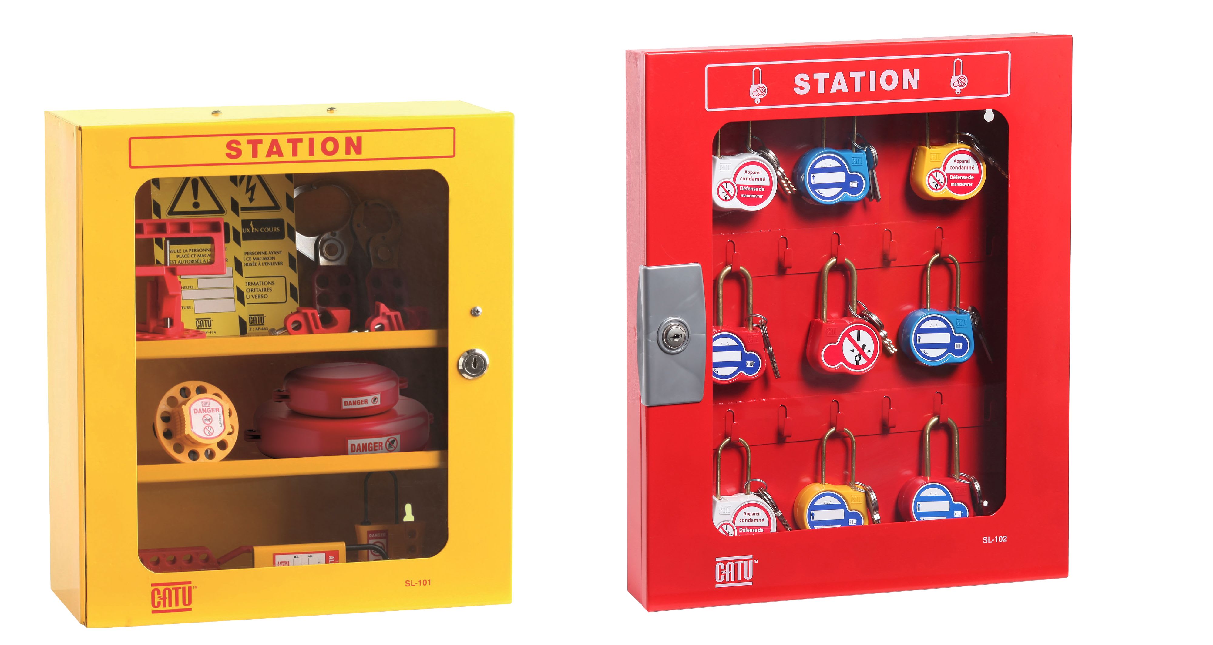 Catu - Armoire murale métal rouge pour rangement cadenas.