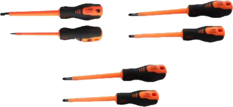 Catu - Jeu de 6 tournevis isolés bi-matière pour travaux sous tension jusqu'à 1000V AC