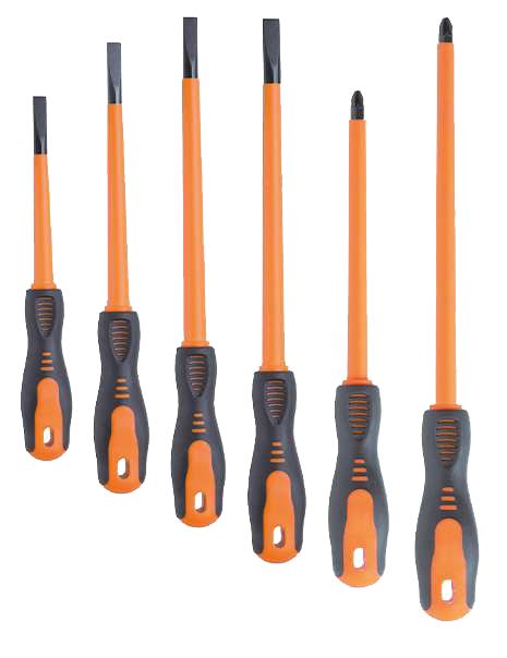 Catu - Kit 6 tournevis isolés bi-matière pour travaux sous tension conforme IEC 60900
