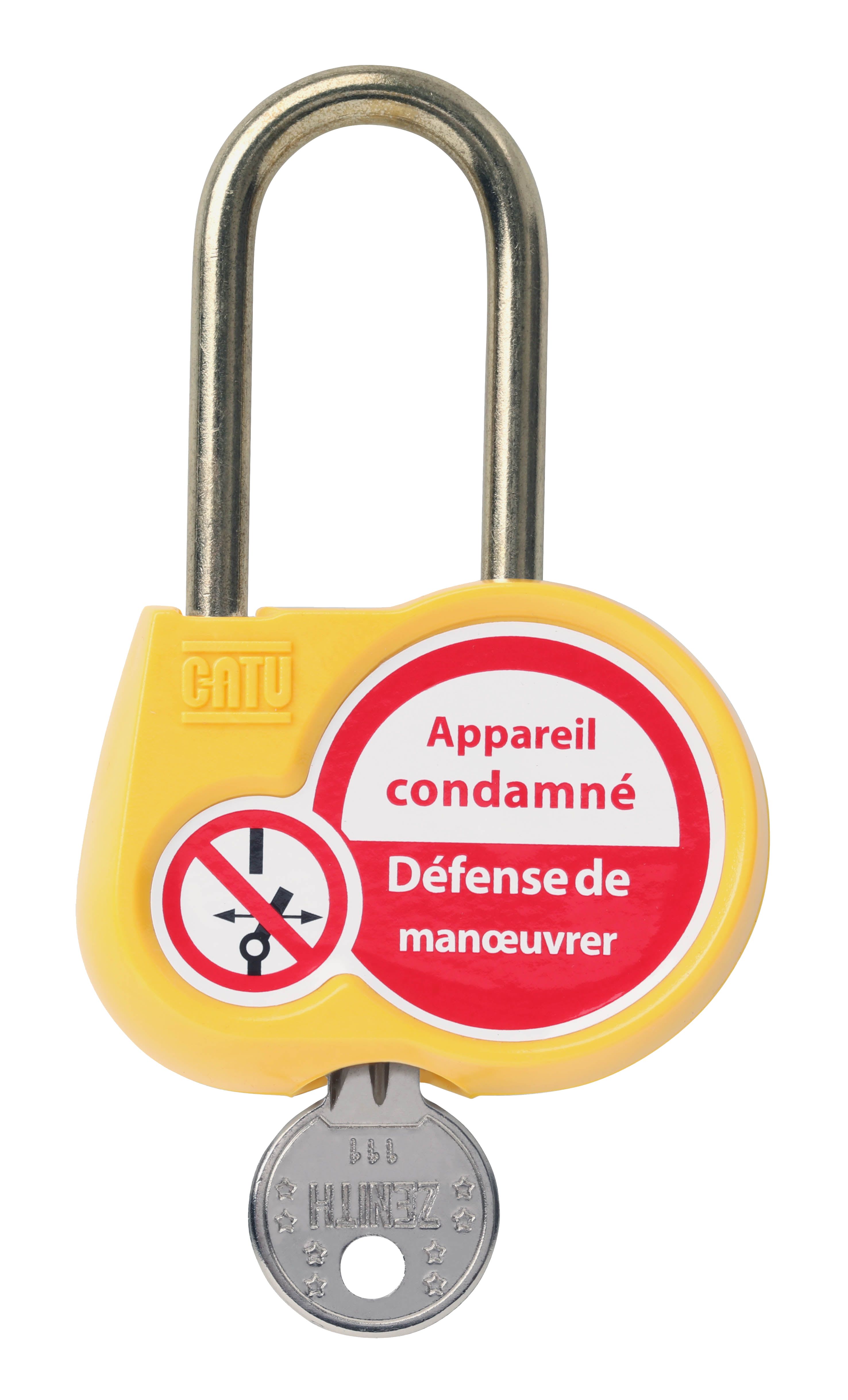 Catu - Cadenas jaune anse 50mm diamètre 6mm clé à définir.