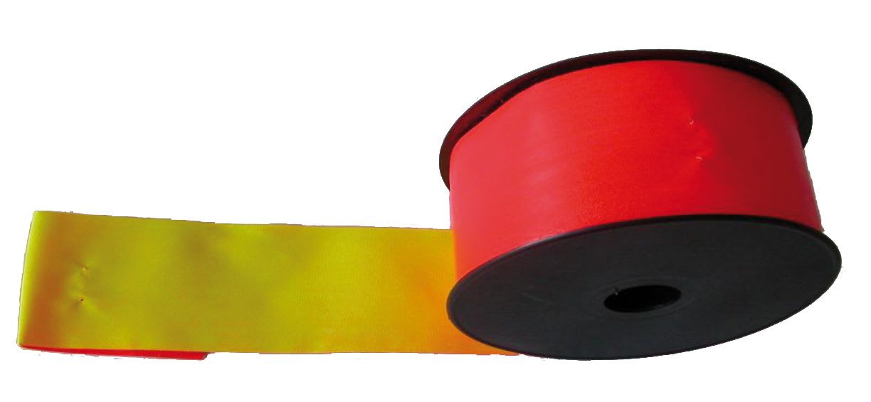 Catu - Ruban de délimitation fluorescent rouge/jaune 50mm x 50m.