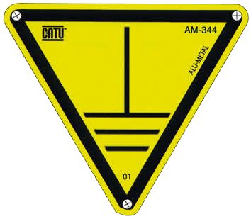 Catu - Pancarte triangulaire en aluminium  pour identification de la terre 100mm.