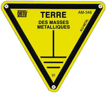 Catu - Pancarte triangulaire en alu. (ep. 0,5 mm) pour identification terre masses.