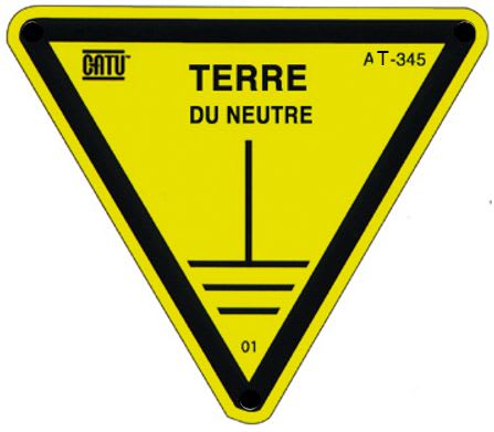 Catu - Pancarte triangulaire en alu. (ep. 0,5 mm) pour identification terre du neutre.