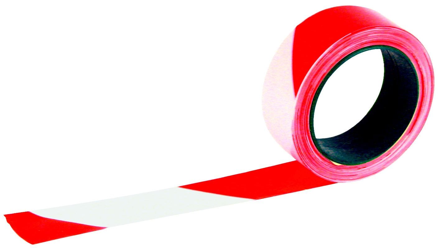 Catu - Ruban de signalisation pour chantier 50mm x 100m rouge et blanc.