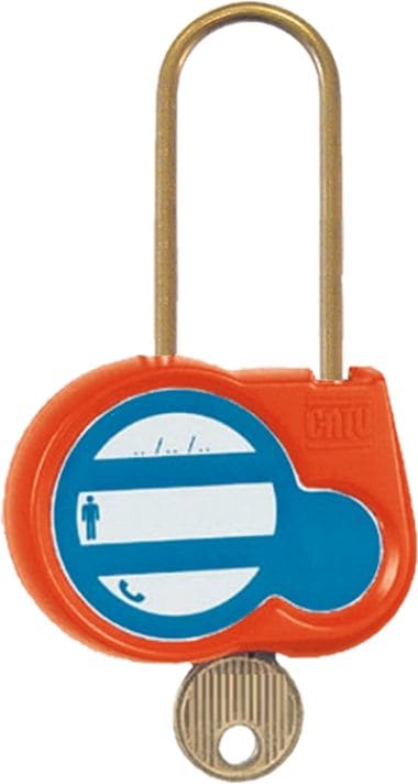 Catu - Cadenas orange anse 50mm diamètre 4mm clé à définir -"Appareil condamné".