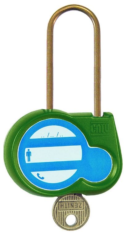 Catu - Cadenas vert anse 70mm diamètre 4mm clé à définir -"Appareil condamné".