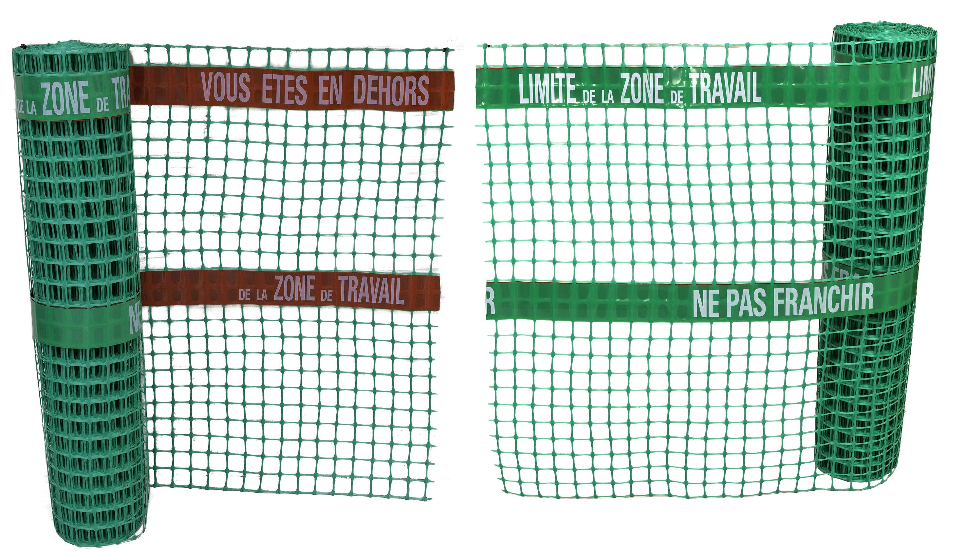 Catu - Grillage en plastique vert limitant la "Zone de Travail" 20 x 1,2 m.