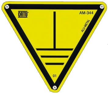 Catu - Pancarte triangulaire en aluminium  pour identification de la terre 100mm.