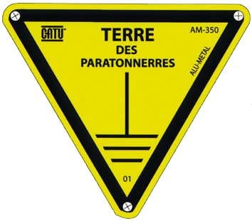 Catu - Plaque alumétal de signalisation "TERRE DES PARATONNERRES" 100 mm.