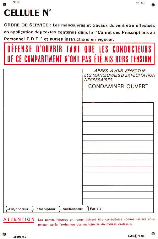Catu - Affiche PVC de consignation "CELLULE ÉLECTRIQUE" 300 x 200 mm. Enedis : 3700321.