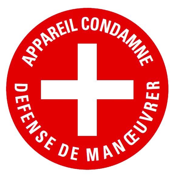 Catu - Macaron PVC de signalisation "APPAREIL CONDAMNÉ" Ø 60 mm. Code Enedis : 3700104.