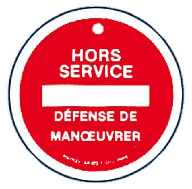 Catu - Macaron PVC de signalisation "HORS SERVICE" Ø 100 mm.