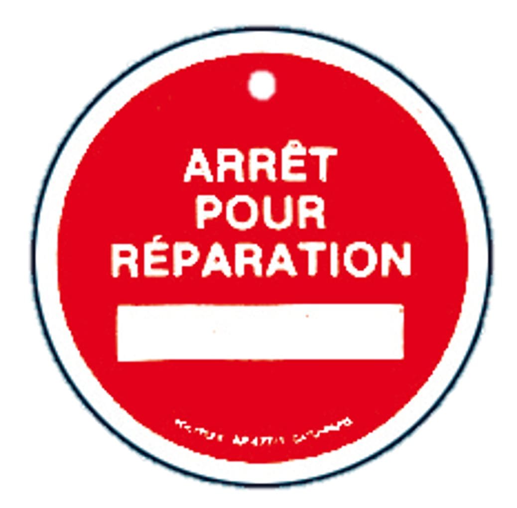 Catu - Macaron PVC de signalisation "ARRET POUR REPARATION" Ø 100 mm.