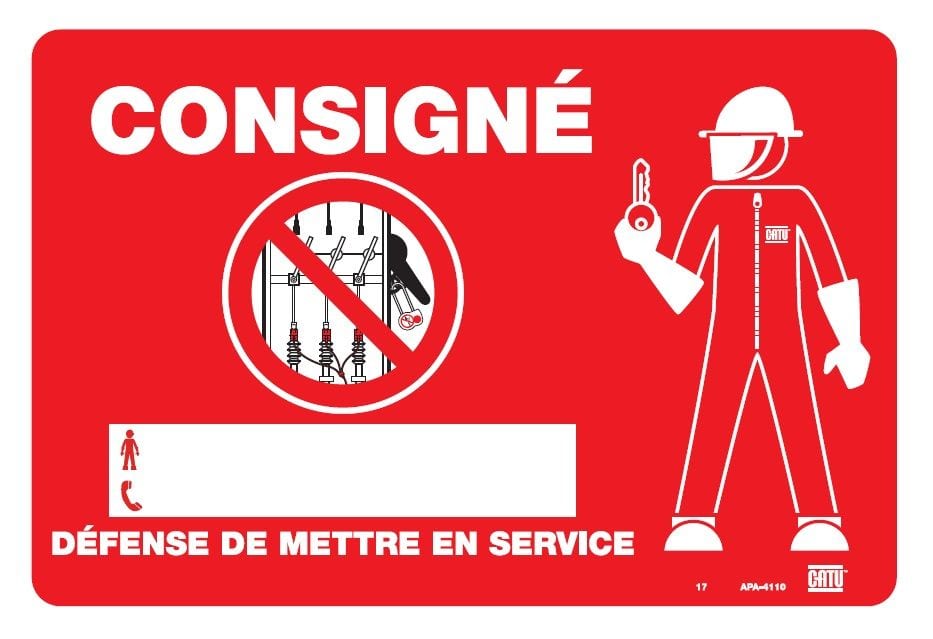 Catu - Affiche aimantée PVC de signalisation "CONSIGNÉ" 300 x 200 mm.