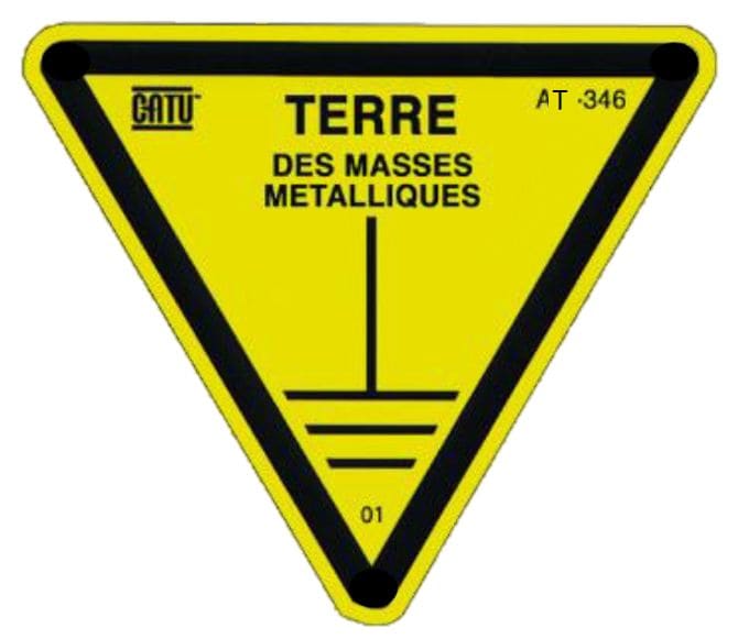 Catu - Etiquette PVC autocollante d'identification "TERRE ? MÉTALLIQUES" 70 mm.