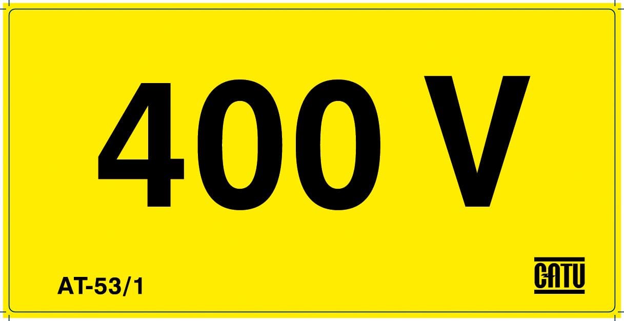 Catu - Etiquette PVC autocollante d'identification "400 V" 100 x 50 mm.