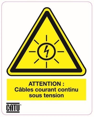 Catu - Planche de 12 étiquettes autocollantes "Att" pour installations photovoltaïques.