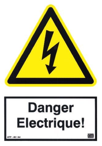 Catu - Lot de 5 affiches rigides autocollantes "danger électrique" 300 x 200 mm.