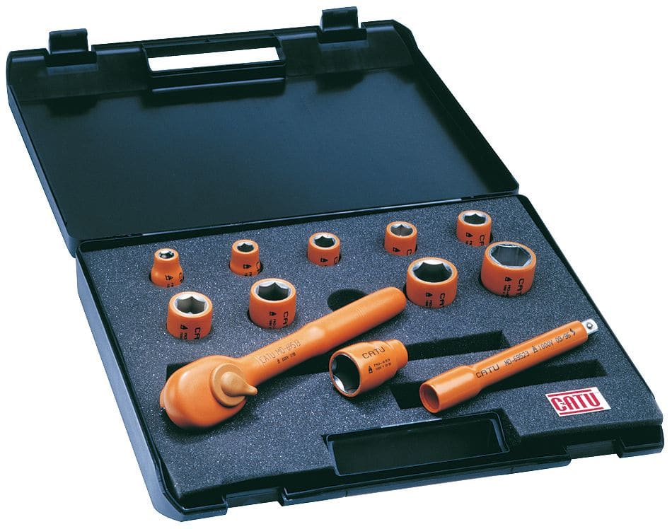 Catu - Coffret d'outils isolés 3/8",  clé à cliquet et 10 douilles