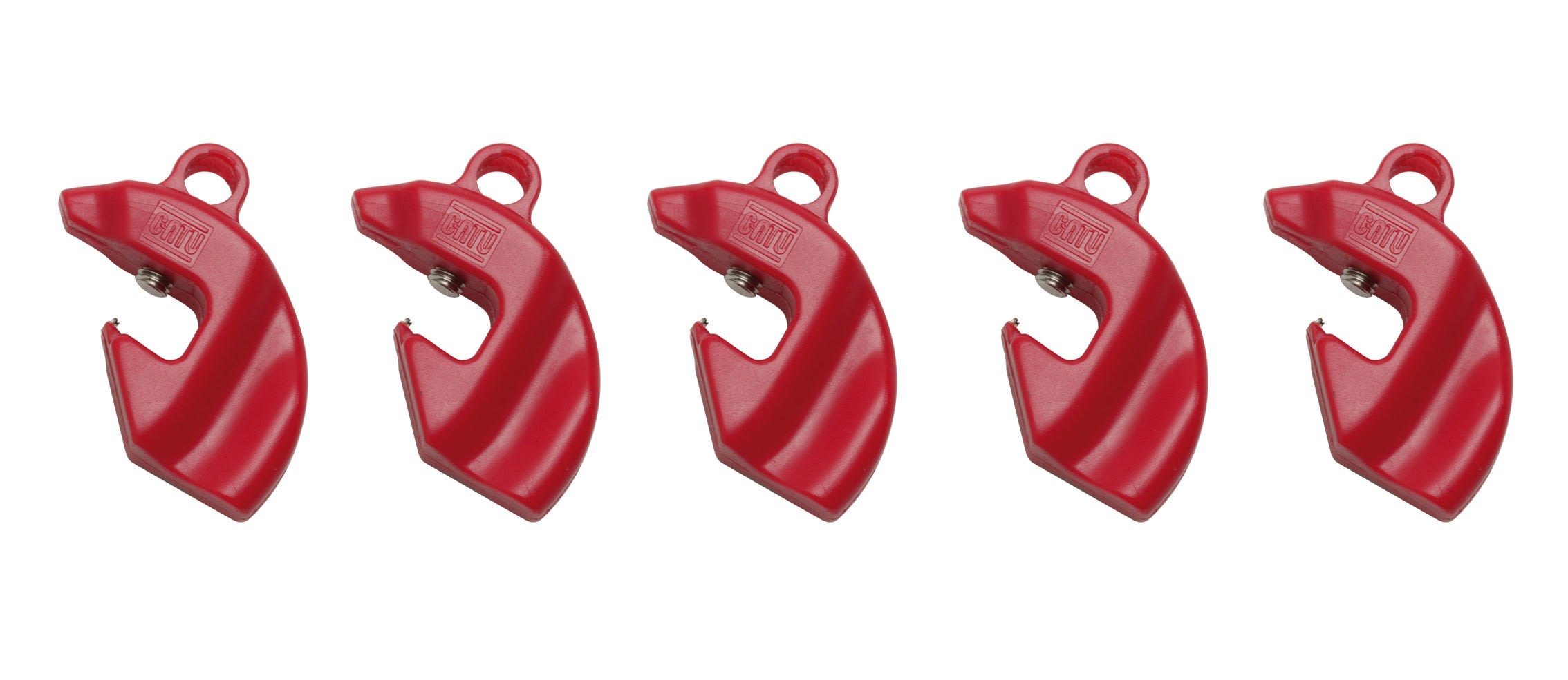Catu - Lot de 5 condamnateurs pour disjoncteurs en plastique rouge.