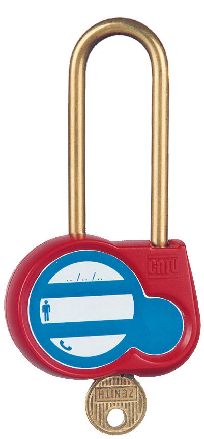 Catu - Cadenas rouge anse 70mm diamètre 6mm clé à définir.