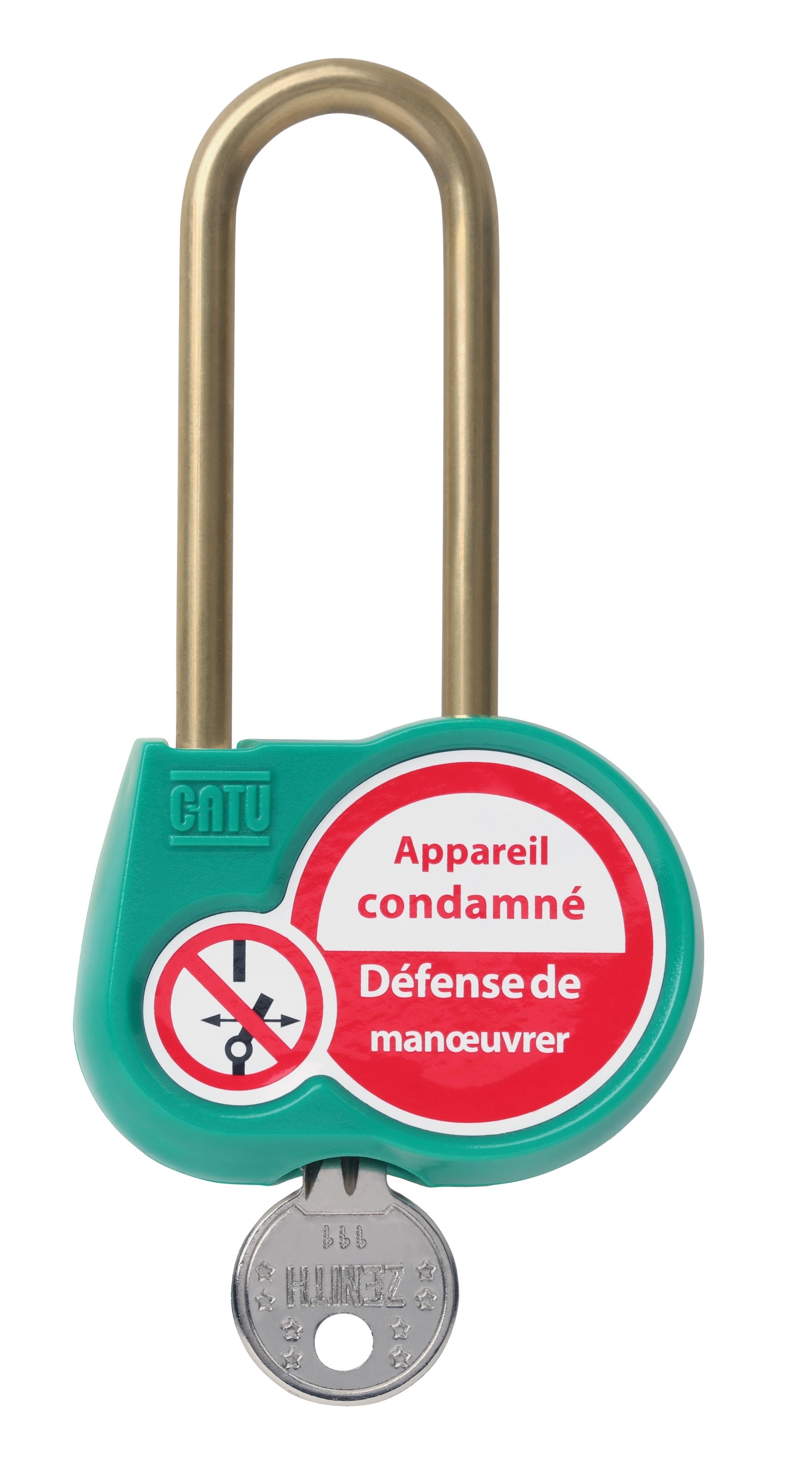 Catu - Cadenas vert anse 70mm diamètre 6mm clé aléatoire.