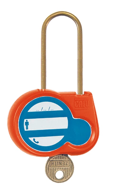 Catu - Cadenas orange anse 50mm diamètre 4mm clé aléatoire -"Appareil condamné".