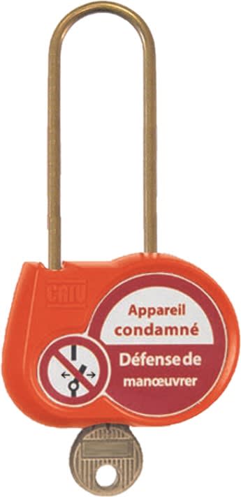 Catu - Cadenas orange anse 70mm diamètre 4mm clé aléatoire -"Appareil condamné".