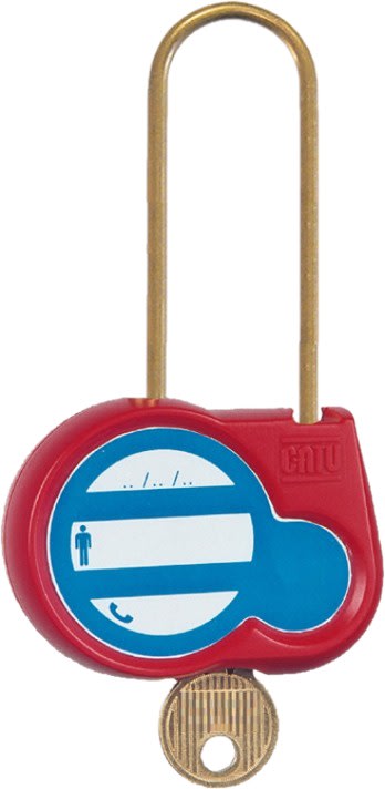 Catu - Cadenas rouge anse 70mm diamètre 4mm clé à définir - "Appareil condamné".