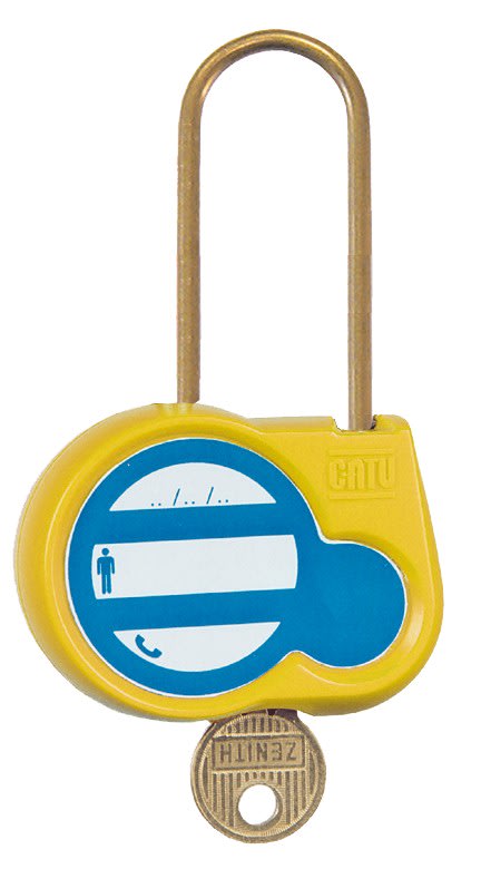 Catu - Cadenas jaune anse 50mm diamètre 4mm clé 222.