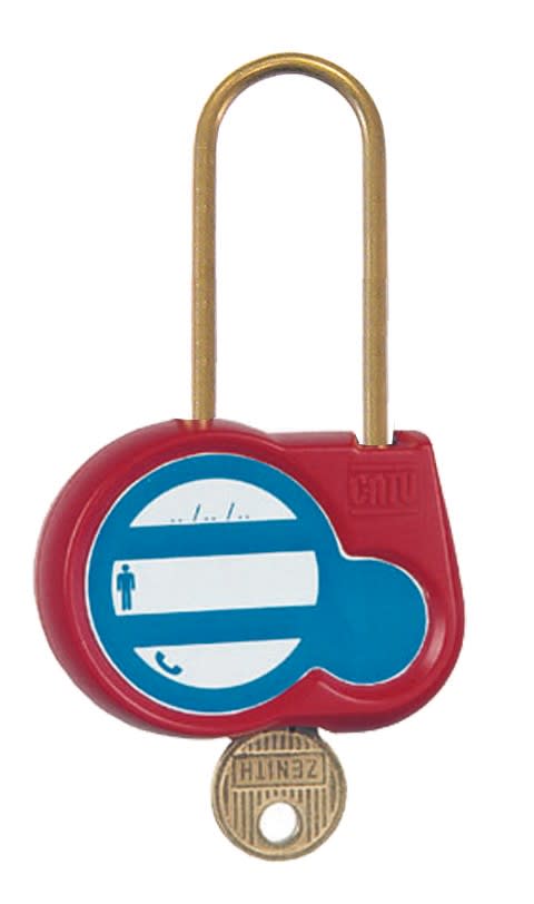 Catu - Cadenas rouge anse 50mm diamètre 4mm clé aléatoire -"Appareil condamné".