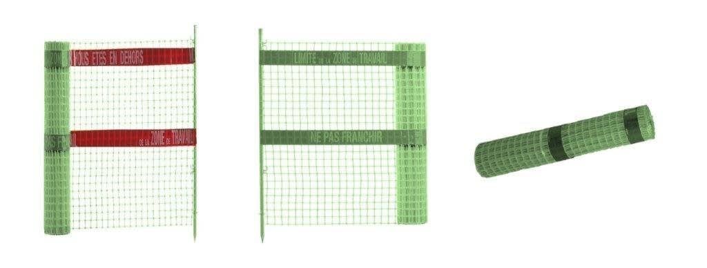 Catu - Grillage en plastique vert limitant la "Zone de Travail" 20 x 1,2 m.